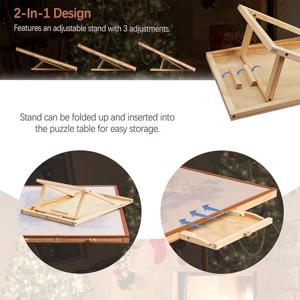 Puzzle Table with Embedded Adjustable Stand/Bracket and Removable