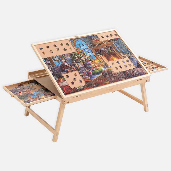 Jigsaw Puzzle Table with Folding Legs&2 Drawers for Puzzles Up to 1000