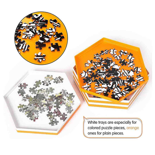 Stackable Puzzle Sorting TraysUp to 1500 Pieces, 8 Hexagonal Tray –  jigsawdepot