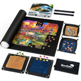 Puzzle Mat Roll Jigsaw Storage Felt Mat Up To 1,500 Pieces with 4 Puzzle Trays