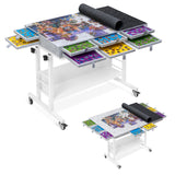 2000 Piece Foldable Felt Jigsaw Puzzle Board Puzzle Table with 2 Felt Cover & 8 Sorting Trays/Drawers - Light Gray