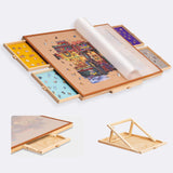 Puzzle Table with Embedded Adjustable Stand/Bracket and Removable Cover for Up to 1500 Pieces