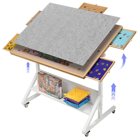 Jigsaw Puzzle Table Puzzle Easel with Angle & Height Adjustment, Tilting Puzzle Board with Legs, for Up to 1500 Pieces