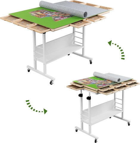 Tektalk 2000 Piece Foldable Puzzle Table with 2 Felt Cover & 8 Sorting Trays/Drawers