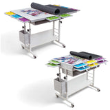 Foldable Felt Jigsaw Puzzle Board Table with 2 Cover & 8 Sorting Trays/Drawers 2000 Piece - Light Gray