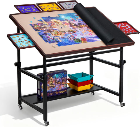 LAVIEVERT 1500 Piece Tilting Puzzle Table with 5 Colored Drawers & Cover