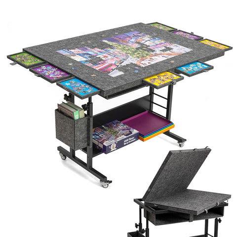 Foldable Felt Jigsaw Puzzle Table with 2 Cover & 8 Sorting Trays/Drawers 2000 Piece