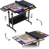 Tektalk 2000 Piece Foldable Puzzle Table with Height Adjustment,  2 Felt Cover & 8 Sorting Trays/Drawers