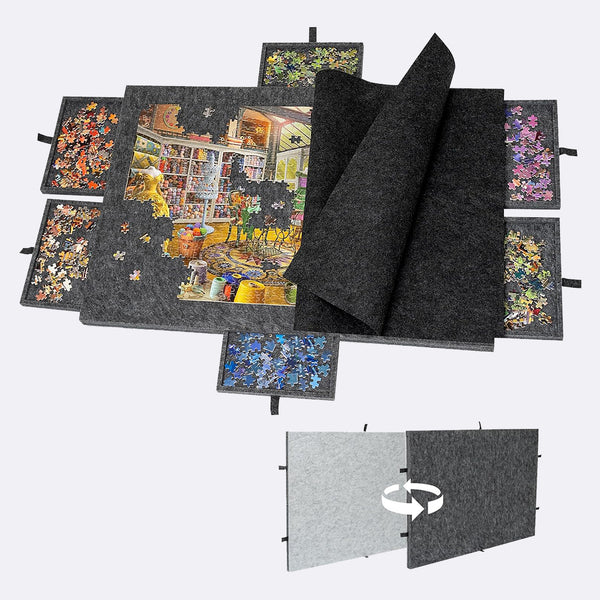 2-in-1 reversible puzzle board 6 drawers cover mat 1500 pieces lightweight felt double sided