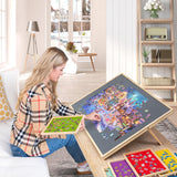 2-in-1 Tilting & Rotating Puzzle Board with 6 Colored Drawers  for Up to 1500 Pieces