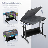 2000 Piece Foldable Felt Jigsaw Puzzle Board with Height Adjustment & Felt Cover & 8 Sorting Drawers - Dark Gray