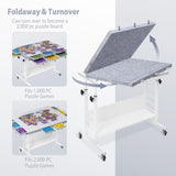 2000 Piece Foldable Felt Jigsaw Puzzle Board Puzzle Table with 2 Felt Cover & 8 Sorting Trays/Drawers - Light Gray
