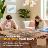 Wooden 2-in-1 Tilting & Rotating Puzzle Board with 6 Colorful Drawers & Cover 2000 Pieces