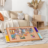 Puzzle Table with Embedded Adjustable Stand/Bracket and Removable Cover for Up to 1500 Pieces