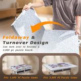 Foldable Felt Jigsaw Puzzle Board Table with 2 Cover & 8 Sorting Trays/Drawers 2000 Piece - Light Gray