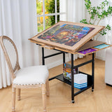 Jigsaw Puzzle Table with Legs 1500 Piece, Adjustable Height Puzzle Table  with 5 Drawers & Protective Cover