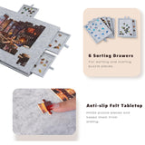 Felt Portable Tilting Puzzle Board Puzzle Table with Drawers and Cover for Up to 1000 Pieces Puzzle - Light Gray