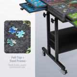 2000 Piece Foldable Felt Jigsaw Puzzle Board with Height Adjustment & Felt Cover & 8 Sorting Drawers - Dark Gray