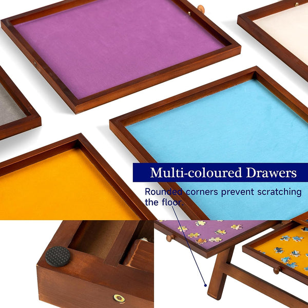 Jigsaw Puzzle Table with Foldaway Legs & Tilting Stand & Cover & 6 Col