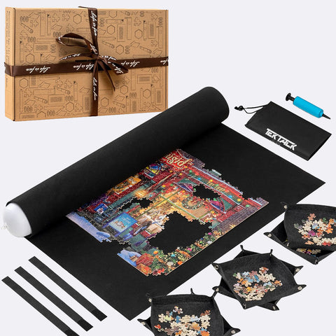 Jigsaw Puzzle Roll-up Mat with 6 Felt Sorting Trays for 2000 Pieces