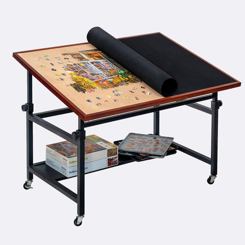 Puzzle Table with Legs Angle & Height Adjustable, Tilting Table with 4 Wheels for 1500 Piece