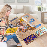 Rotating Jigsaw Puzzle Board with 4 Colorful Drawers for 1500 Pieces Puzzle