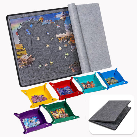Portable Folding Jigsaw Puzzle Board with Few Cover and 6 Sorting Trays for 1000 Piece Puzzles