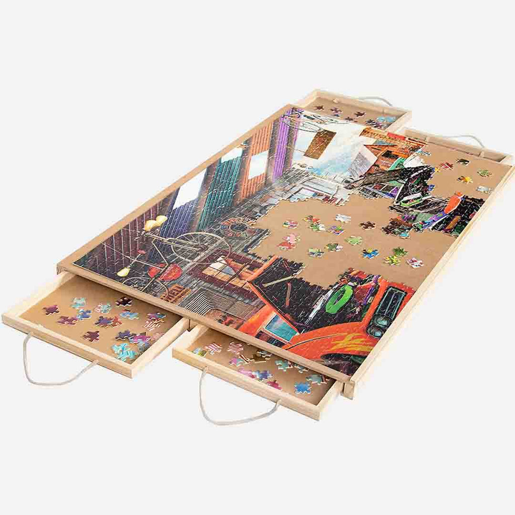 Wooden Puzzle Board Portable Puzzle Table with 4 Drawers for Up to 1000 Pieces