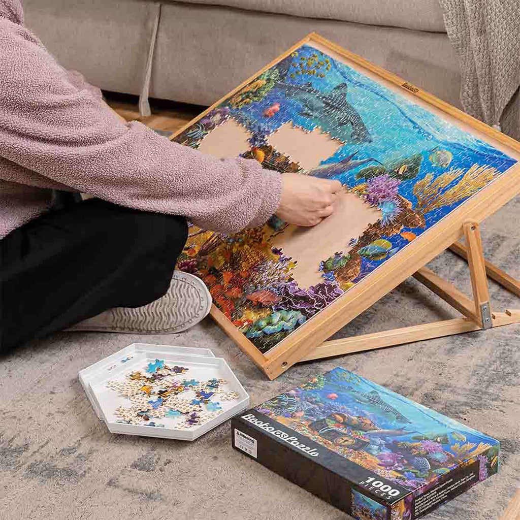 Puzzle Board 1500 Pieces,Jigsaw Puzzle Table with 4 Drawers and Cover,34”x  26”Portable Puzzle Table with Folding Legs for Adults and Teens
