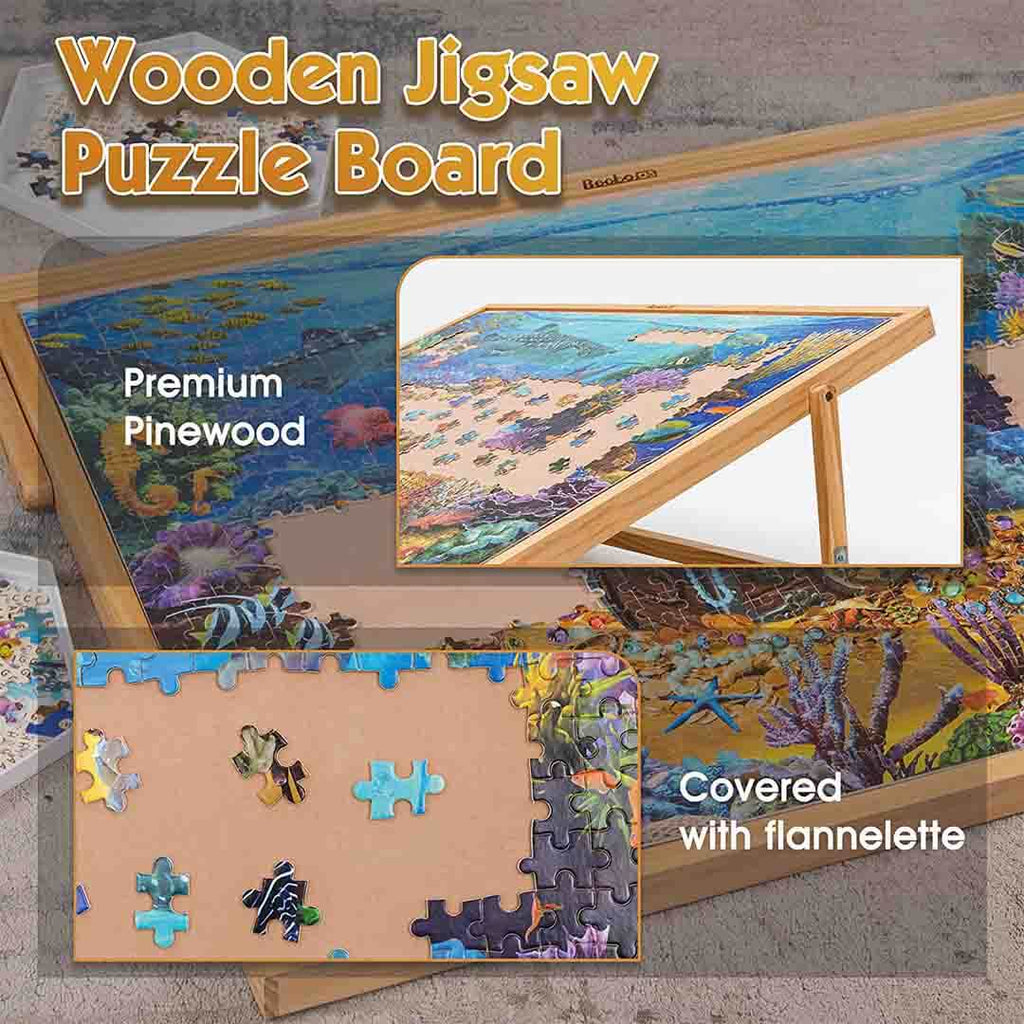 Pre-Assembled Wooden Easel Puzzle Board - Accommodates Puzzles up