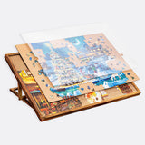 Adjustable Jigsaw Puzzle Board with Clear Cover for Puzzles Up to 1000 Pieces