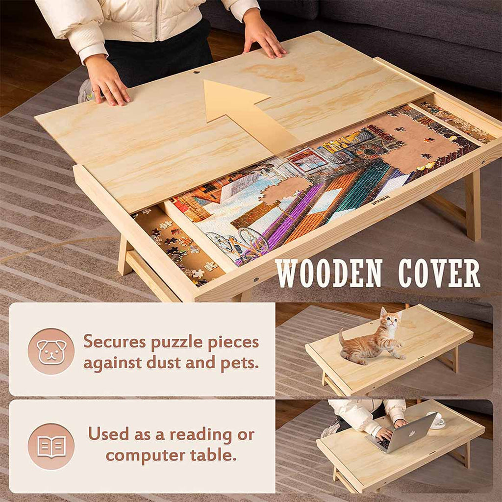 Jigsaw Puzzle Table with Folding Legs for Puzzles Up to 1000