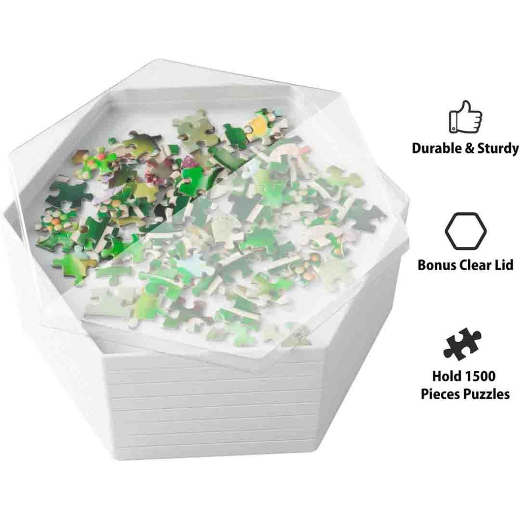 Stackable Puzzle Sorting TraysUp to 1500 Pieces, 8 Hexagonal Tray –  jigsawdepot