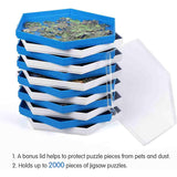 Stackable Puzzle Sorting Trays 12 Hexagonal Trays in White & Blue - jigsawdepot