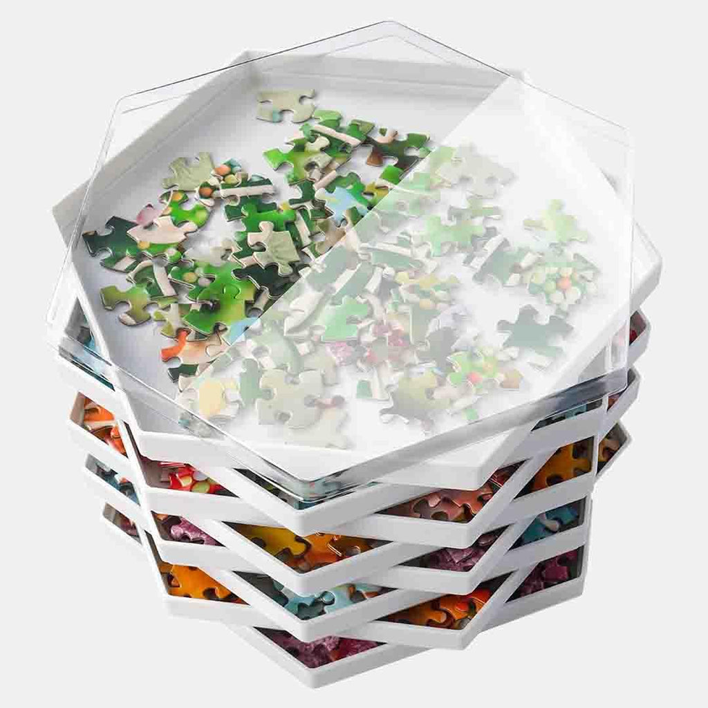 Stackable Puzzle Sorting Trays Up to 1500 Pieces, 8 Hexagonal