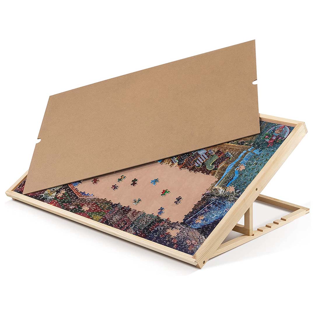 Tavola Per Puzzle Rigida Con Coperchio - Dimensioni 80x57,9 Cm, Per Puzzle Fino A 1000 Pezzi, Superficie Antiscivolo