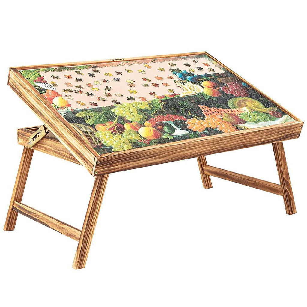 WISFOR Table de puzzle Table de puzzle, réglable en hauteur inclinable à roulettes, avec 2 tiroirs, 90×70cm WISFOR Table de puzzle Table de puzzle, réglable en hauteur inclinable à roulettes, avec 2 tiroirs, 90×70cm